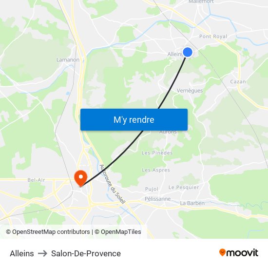 Alleins to Salon-De-Provence map