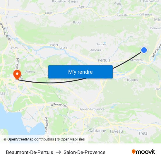 Beaumont-De-Pertuis to Salon-De-Provence map