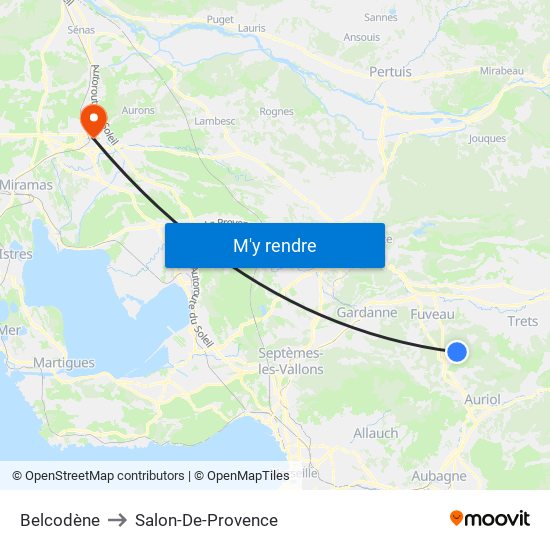 Belcodène to Salon-De-Provence map
