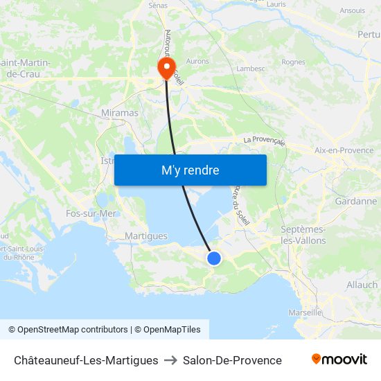 Châteauneuf-Les-Martigues to Salon-De-Provence map