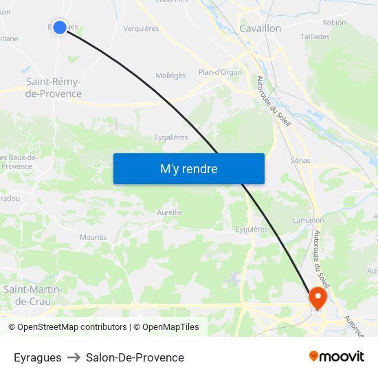 Eyragues to Salon-De-Provence map