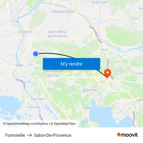 Fontvieille to Salon-De-Provence map