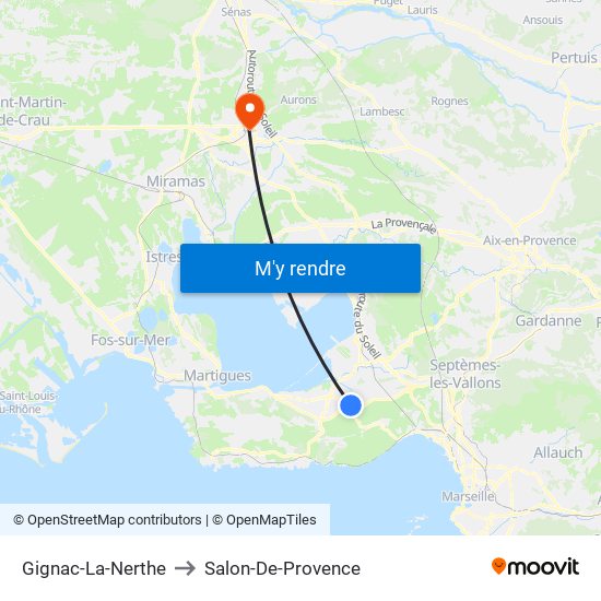 Gignac-La-Nerthe to Salon-De-Provence map
