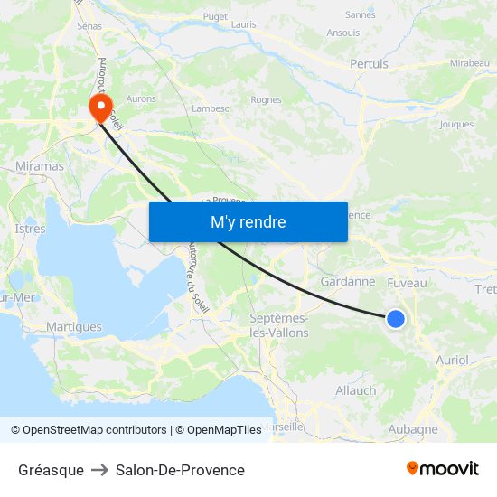 Gréasque to Salon-De-Provence map