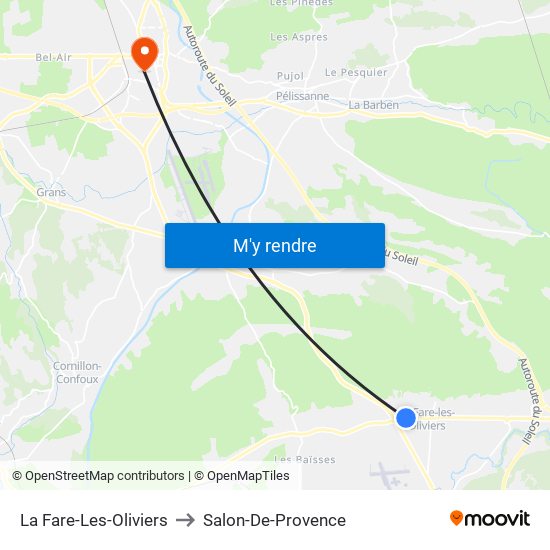 La Fare-Les-Oliviers to Salon-De-Provence map