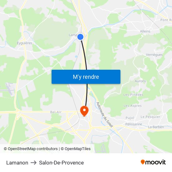 Lamanon to Salon-De-Provence map