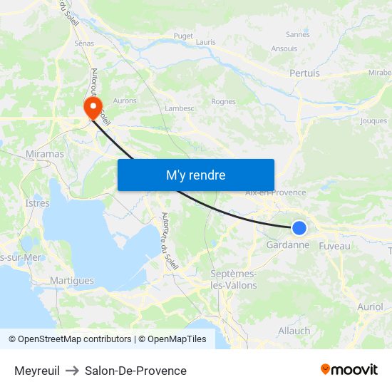 Meyreuil to Salon-De-Provence map