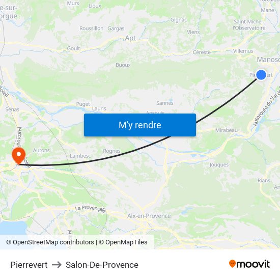 Pierrevert to Salon-De-Provence map