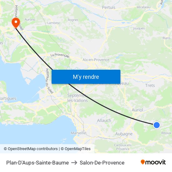 Plan-D'Aups-Sainte-Baume to Salon-De-Provence map