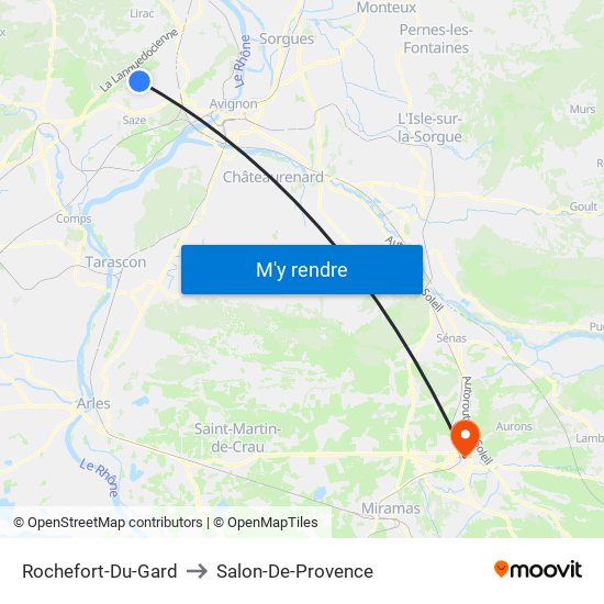 Rochefort-Du-Gard to Salon-De-Provence map