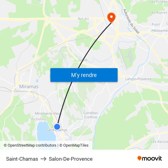 Saint-Chamas to Salon-De-Provence map