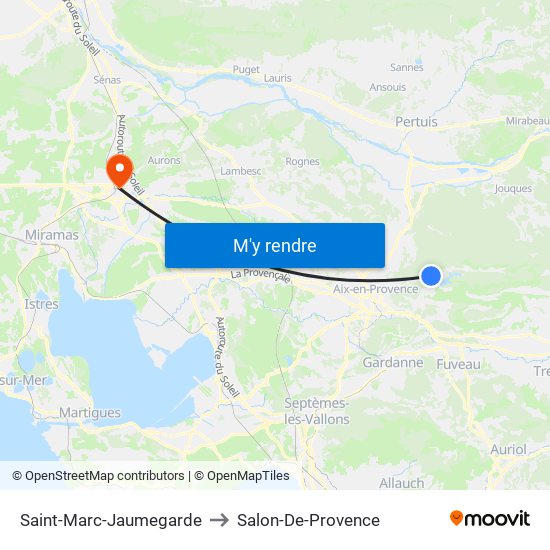 Saint-Marc-Jaumegarde to Salon-De-Provence map