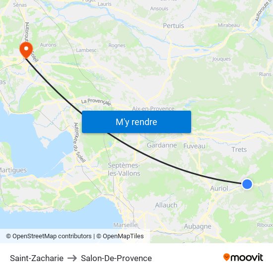 Saint-Zacharie to Salon-De-Provence map