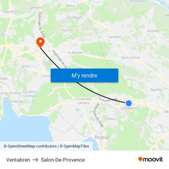 Ventabren to Salon-De-Provence map