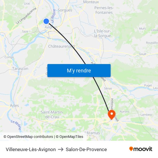 Villeneuve-Lès-Avignon to Salon-De-Provence map
