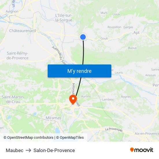 Maubec to Salon-De-Provence map