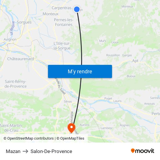 Mazan to Salon-De-Provence map