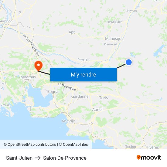 Saint-Julien to Salon-De-Provence map