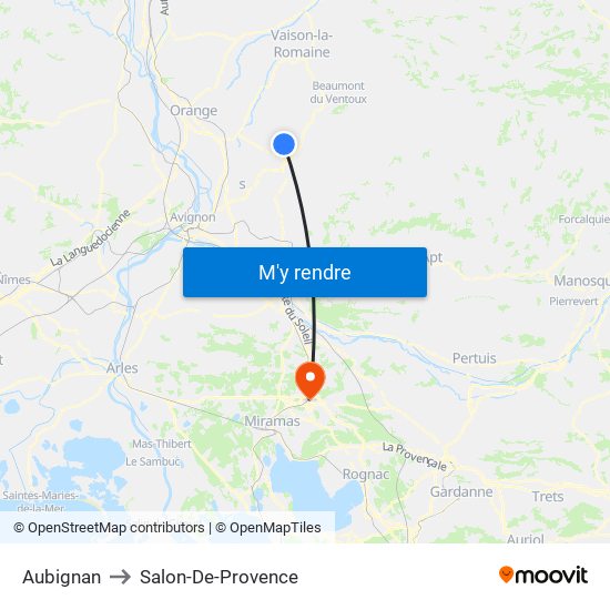 Aubignan to Salon-De-Provence map