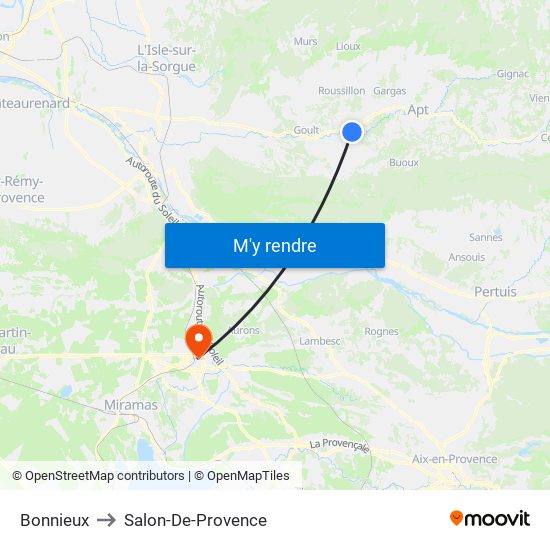 Bonnieux to Salon-De-Provence map