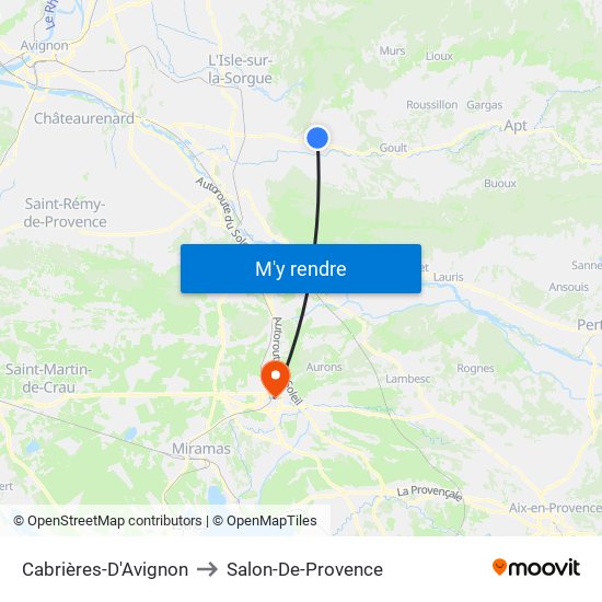 Cabrières-D'Avignon to Salon-De-Provence map