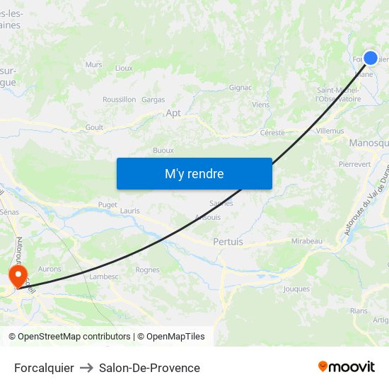 Forcalquier to Salon-De-Provence map