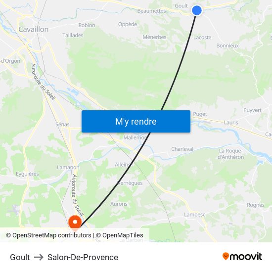 Goult to Salon-De-Provence map