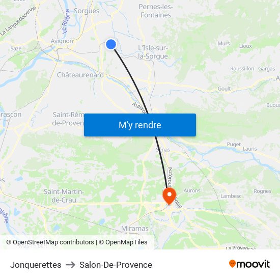 Jonquerettes to Salon-De-Provence map