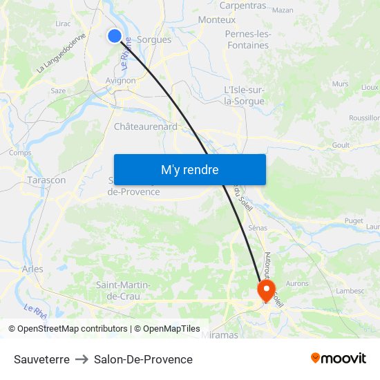 Sauveterre to Salon-De-Provence map