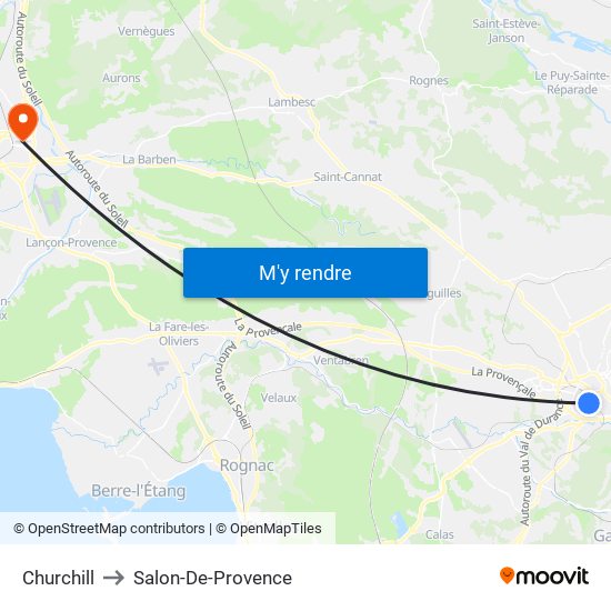 Churchill to Salon-De-Provence map