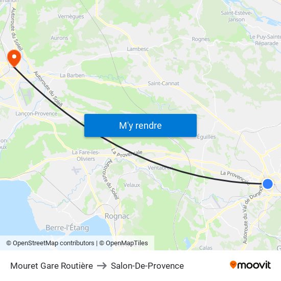 Mouret Gare Routière to Salon-De-Provence map