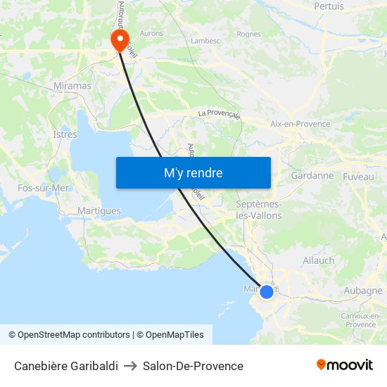 Canebière Garibaldi to Salon-De-Provence map