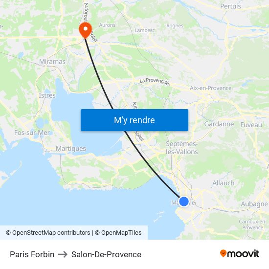 Paris Forbin to Salon-De-Provence map