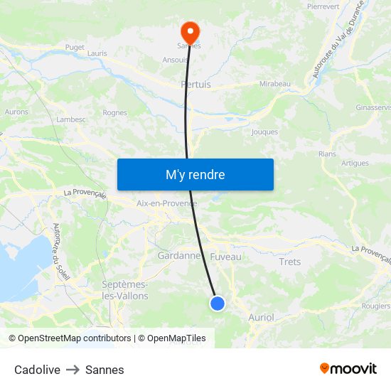 Cadolive to Sannes map