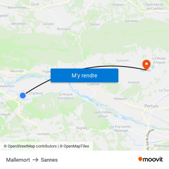 Mallemort to Sannes map