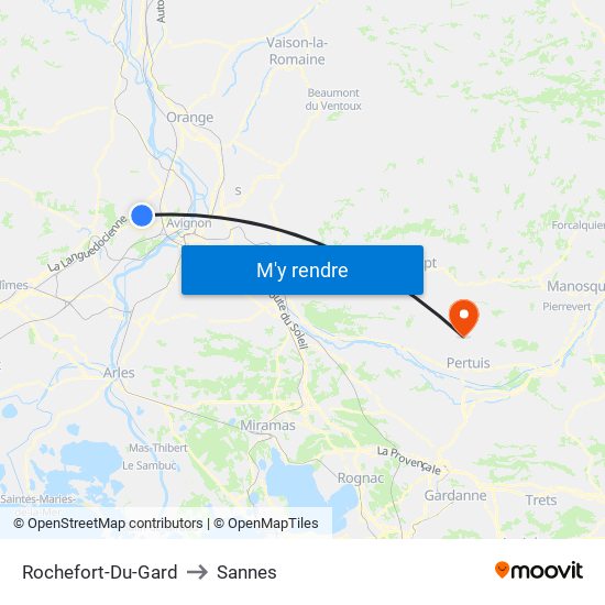 Rochefort-Du-Gard to Sannes map