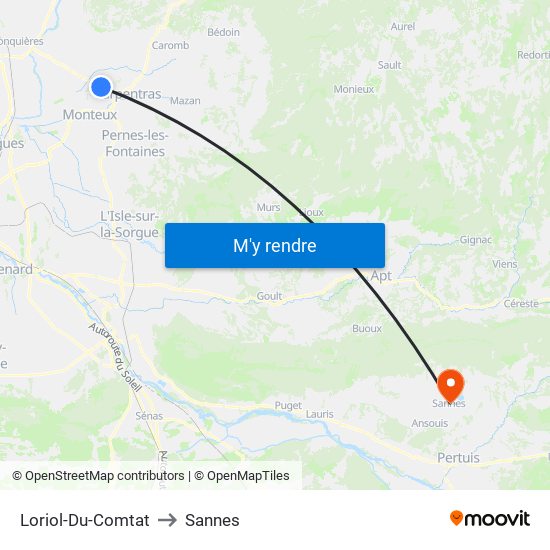 Loriol-Du-Comtat to Sannes map