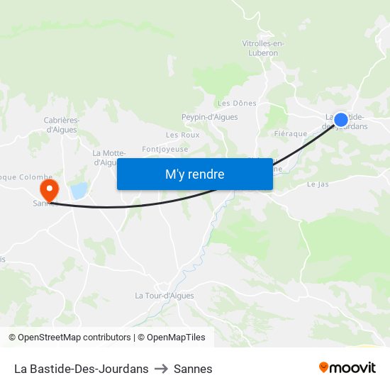 La Bastide-Des-Jourdans to Sannes map