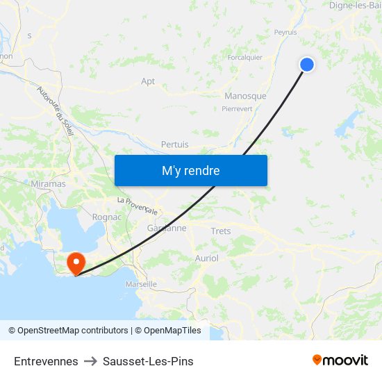 Entrevennes to Sausset-Les-Pins map