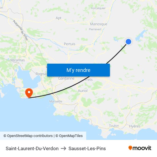 Saint-Laurent-Du-Verdon to Sausset-Les-Pins map