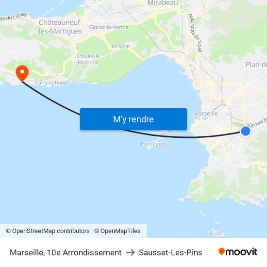 Marseille, 10e Arrondissement to Sausset-Les-Pins map