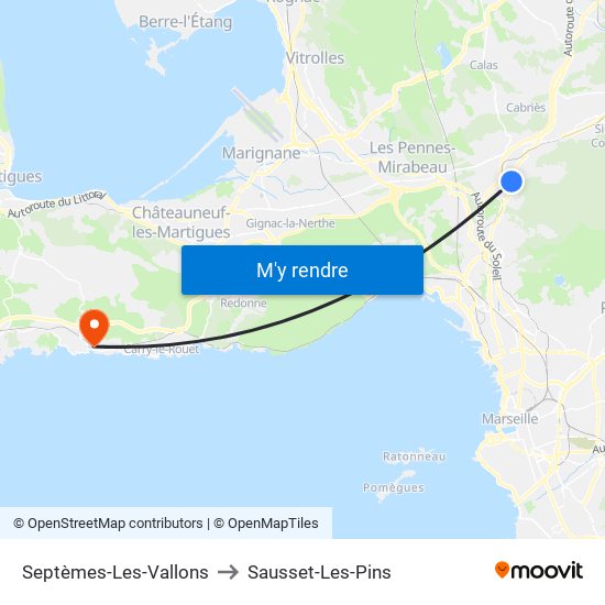 Septèmes-Les-Vallons to Sausset-Les-Pins map