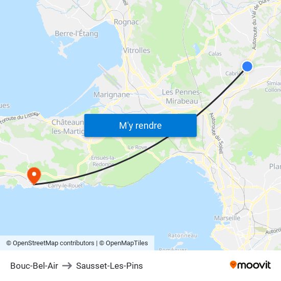 Bouc-Bel-Air to Sausset-Les-Pins map