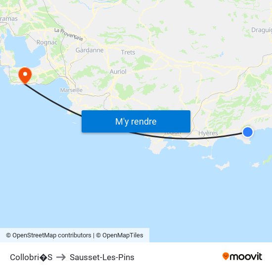 Collobri�S to Sausset-Les-Pins map