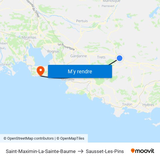 Saint-Maximin-La-Sainte-Baume to Sausset-Les-Pins map