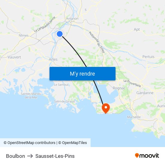 Boulbon to Sausset-Les-Pins map