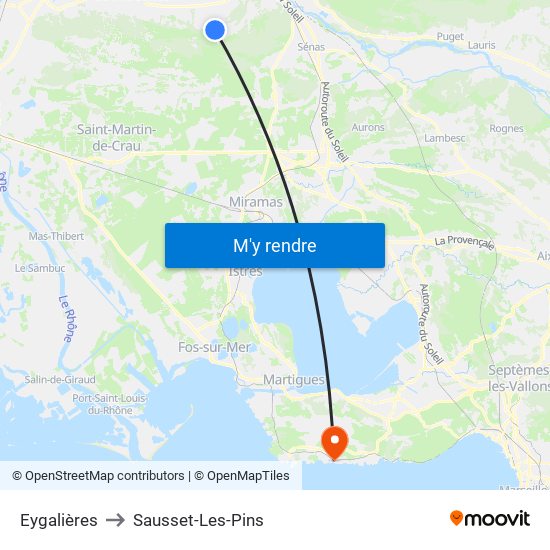 Eygalières to Sausset-Les-Pins map