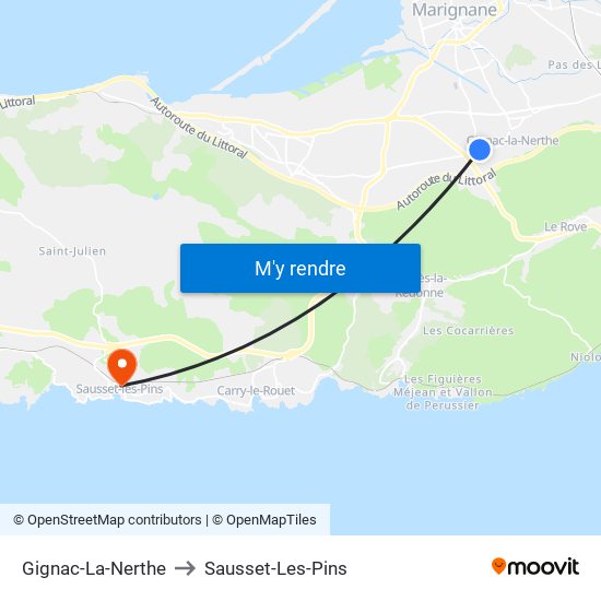 Gignac-La-Nerthe to Sausset-Les-Pins map