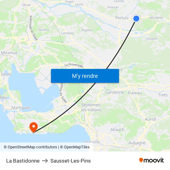 La Bastidonne to Sausset-Les-Pins map