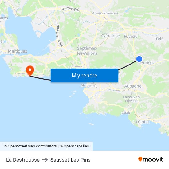 La Destrousse to Sausset-Les-Pins map